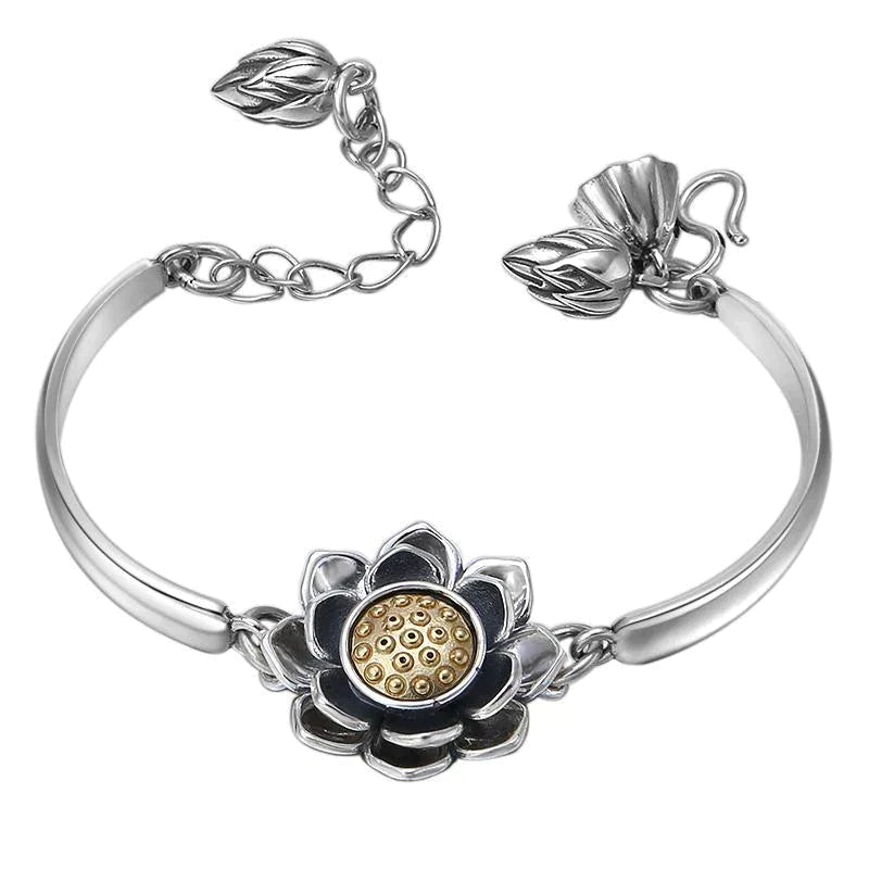 Creative silver lotus bracelet | Symbol of luck & stylish