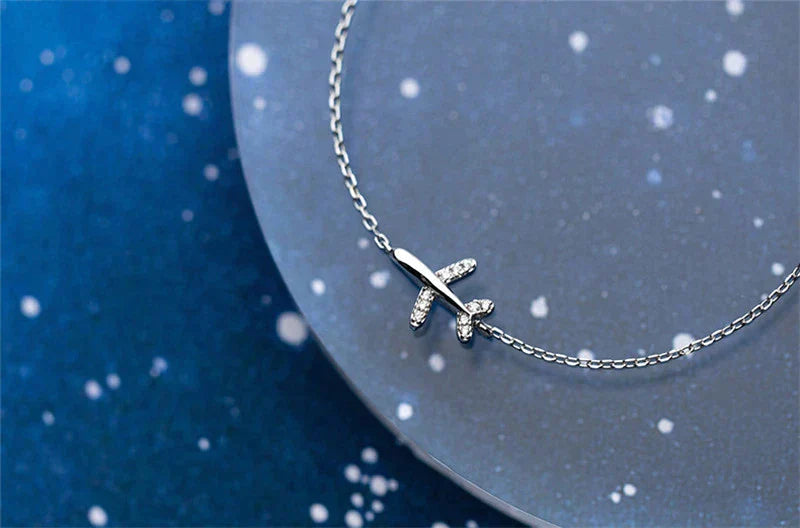 Silver Airplane Bracelet