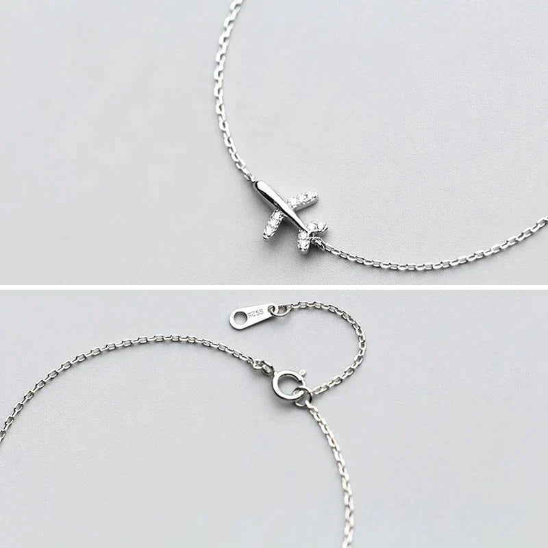 Silver Airplane Bracelet