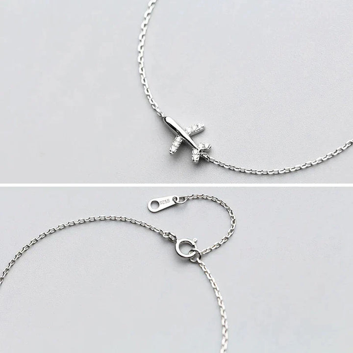 Silver Airplane Bracelet