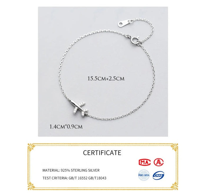 Silver Airplane Bracelet