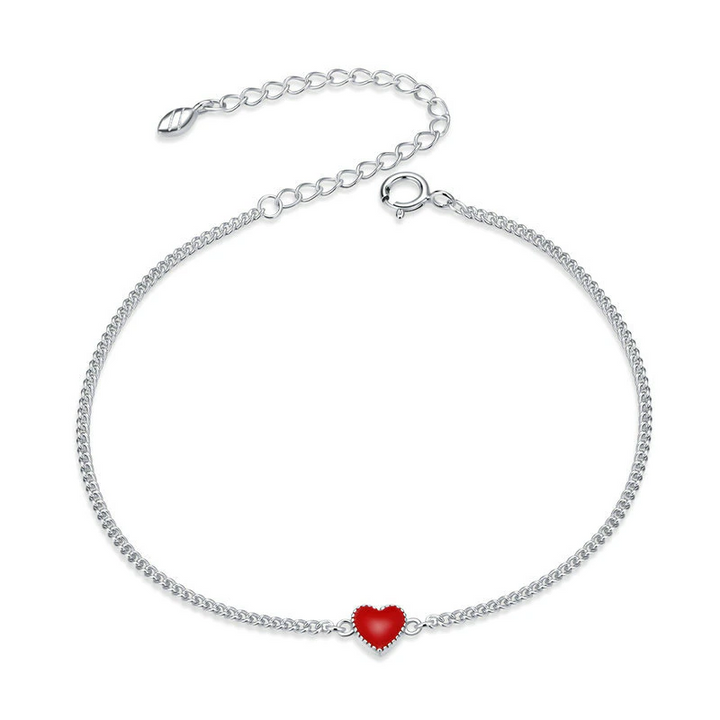 Zilveren Bedelarmband met Rood Hartje