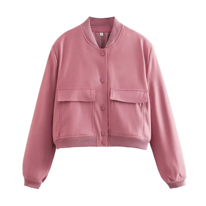 Crystal Cropped Varsity Jacket | Stylish & Casual