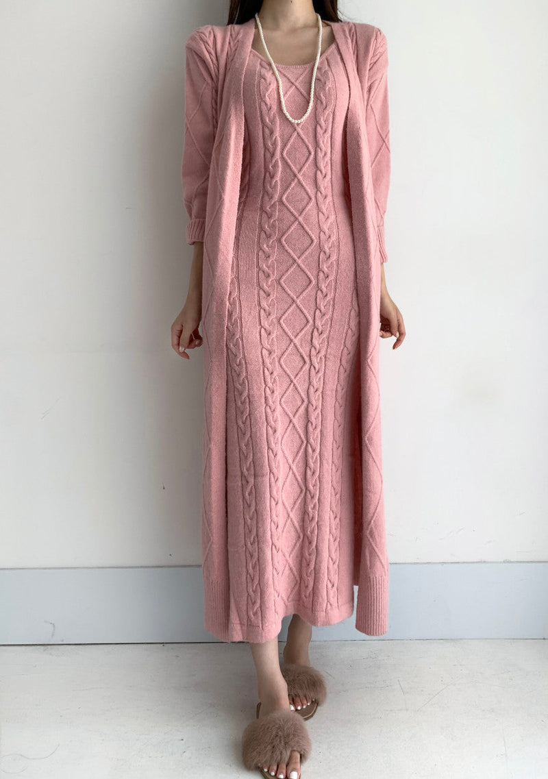 Jolie 2-piece Set | Knitted winter dress with a cozy warm cardigan