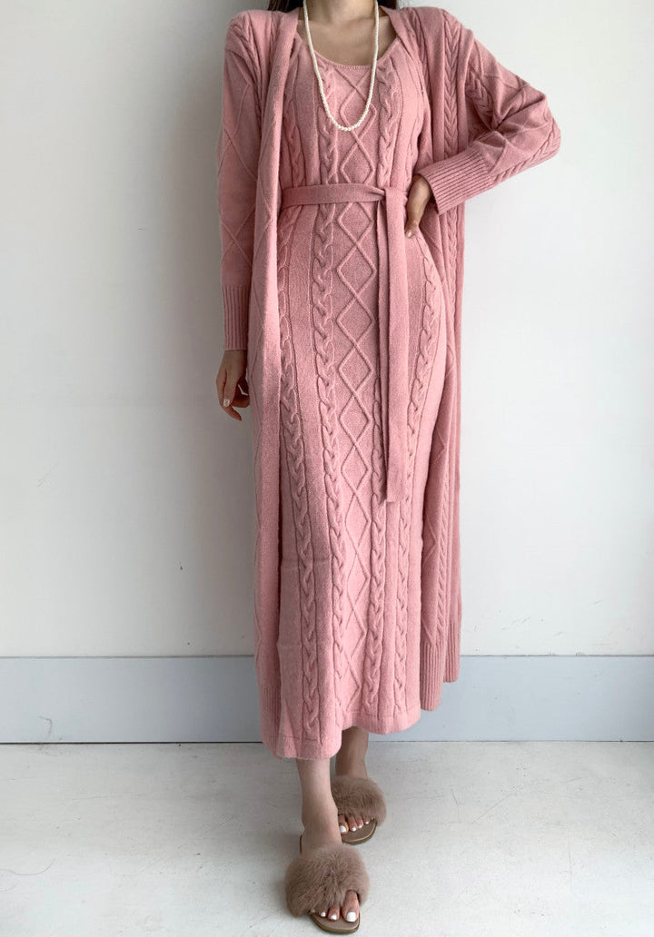 Jolie 2-piece Set | Knitted winter dress with a cozy warm cardigan