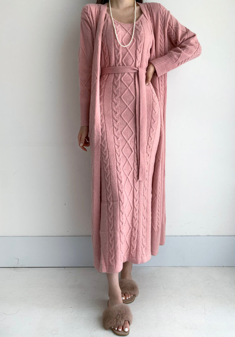 Jolie 2-piece Set | Knitted winter dress with a cozy warm cardigan
