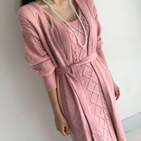 Jolie 2-piece Set | Knitted winter dress with a cozy warm cardigan