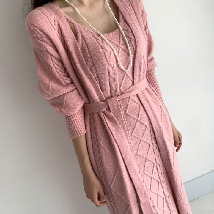 Jolie 2-piece Set | Knitted winter dress with a cozy warm cardigan
