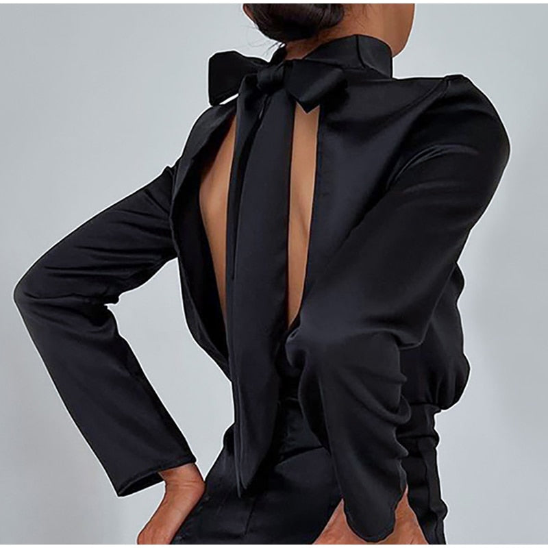 Loïs Satin Dress | With a beautiful bow and open back