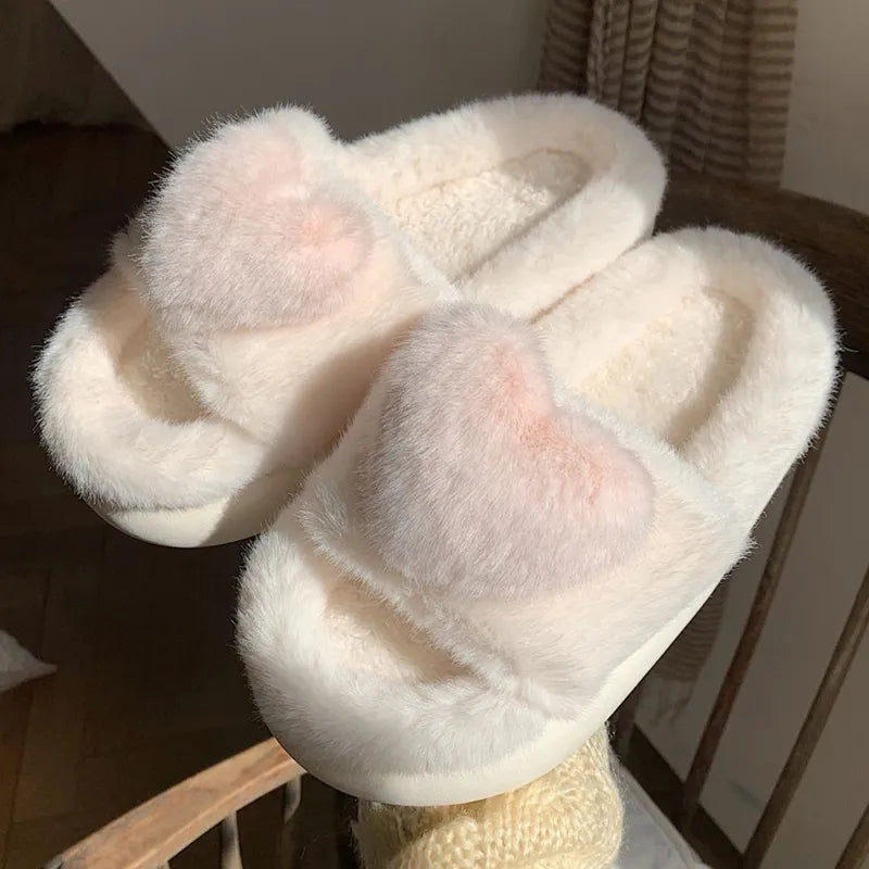 Chloe Heart Slippers | Fluffy & Warm
