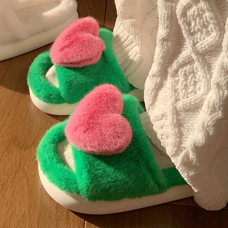 Chloe Heart Slippers | Fluffy & Warm