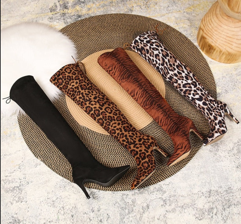 Lea Knee Boots | Also available in unique animal prints besides black