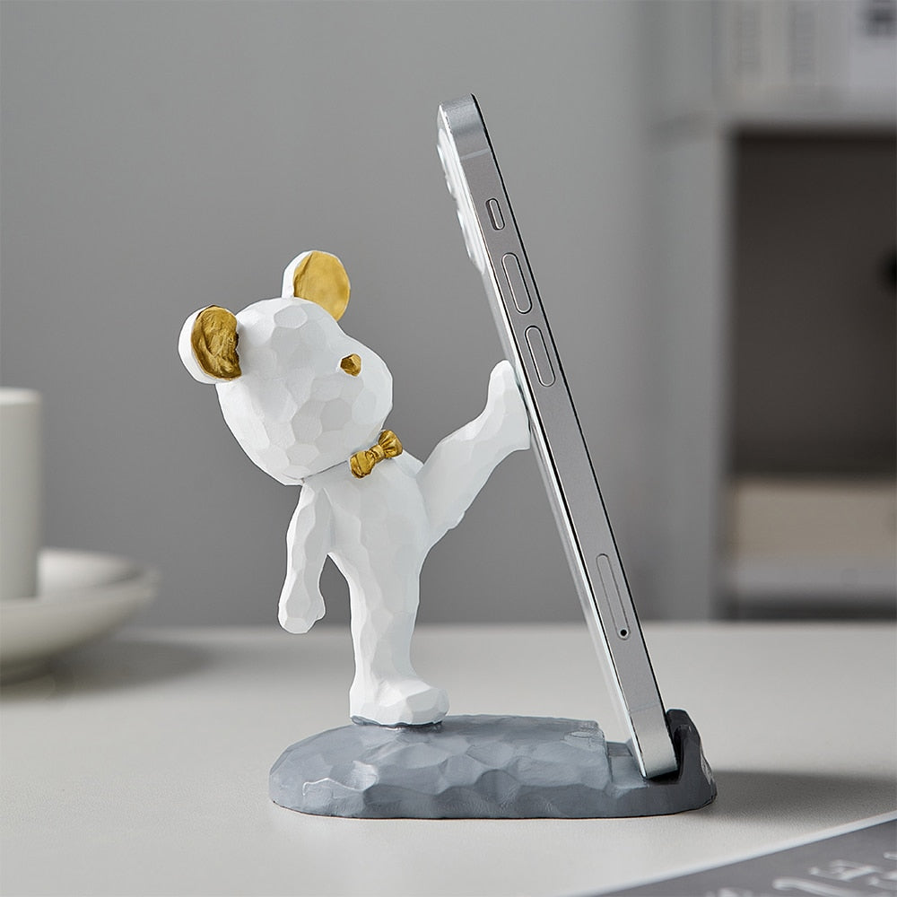 Bear Phone Holder | Handy Decoration Gold Details Foot Hand Sculpture ...