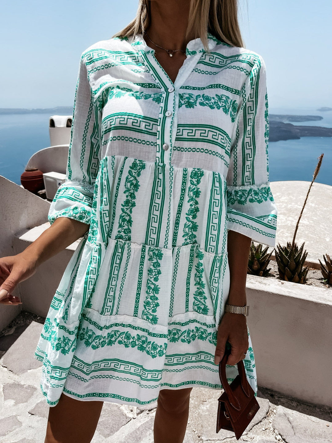 Inna Ibiza Ruffle Dress | Heerlijk luchtige Boho dress met vrolijk patroon