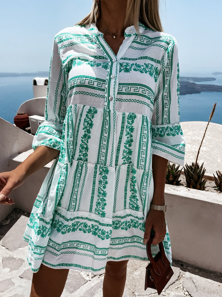 Inna Ibiza Ruffle Dress | Heerlijk luchtige Boho dress met vrolijk patroon
