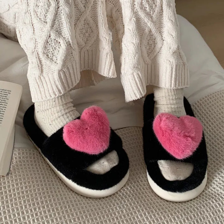 Chloe Heart Slippers | Fluffy & Warm