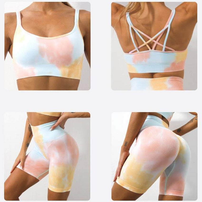 Zestaw sportowy Donna (krótkie) | Unikalny zestaw do ćwiczeń Tie Dyed!