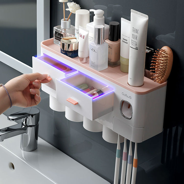 Smart Bathroom Accessory | With toothpaste dispenser, toothbrush holder & drawers