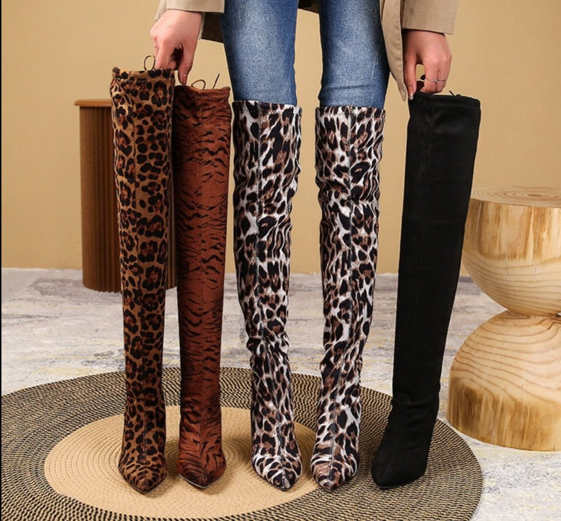Lea Knee Boots | Also available in unique animal prints besides black