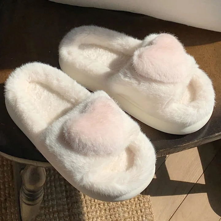 Chloe Heart Slippers | Fluffy & Warm