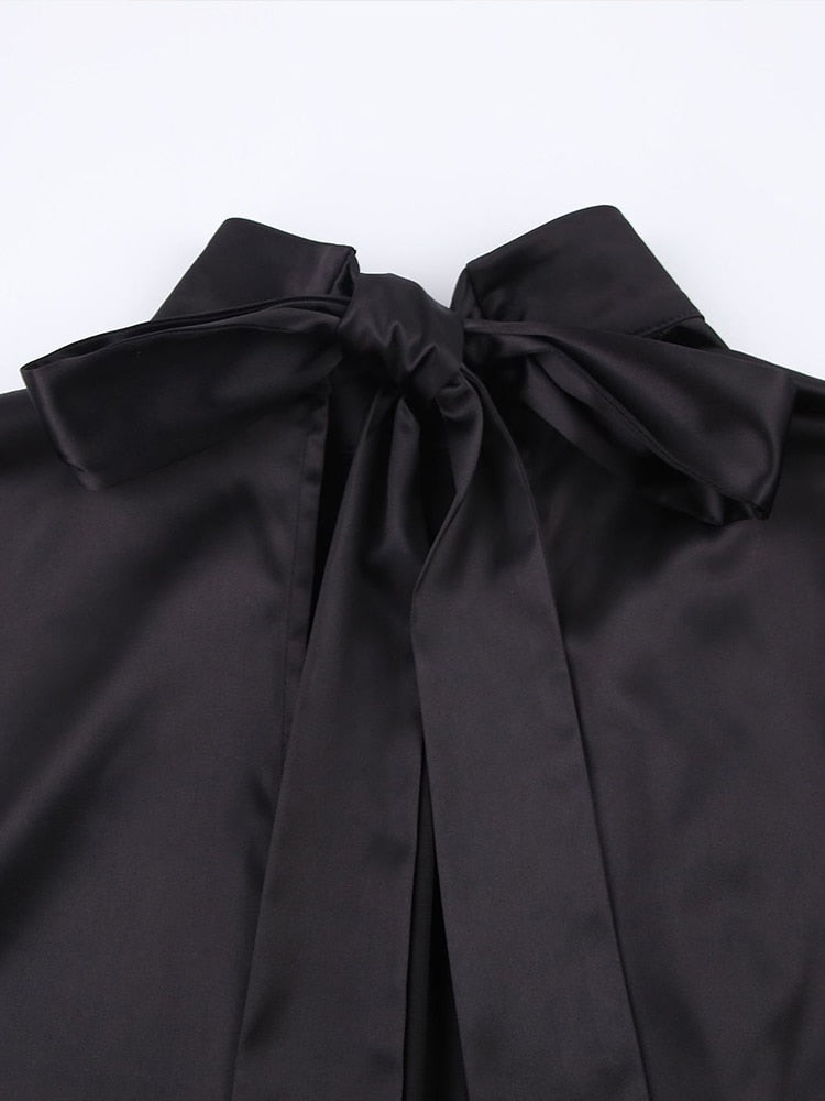 Loïs Satin Dress | With a beautiful bow and open back