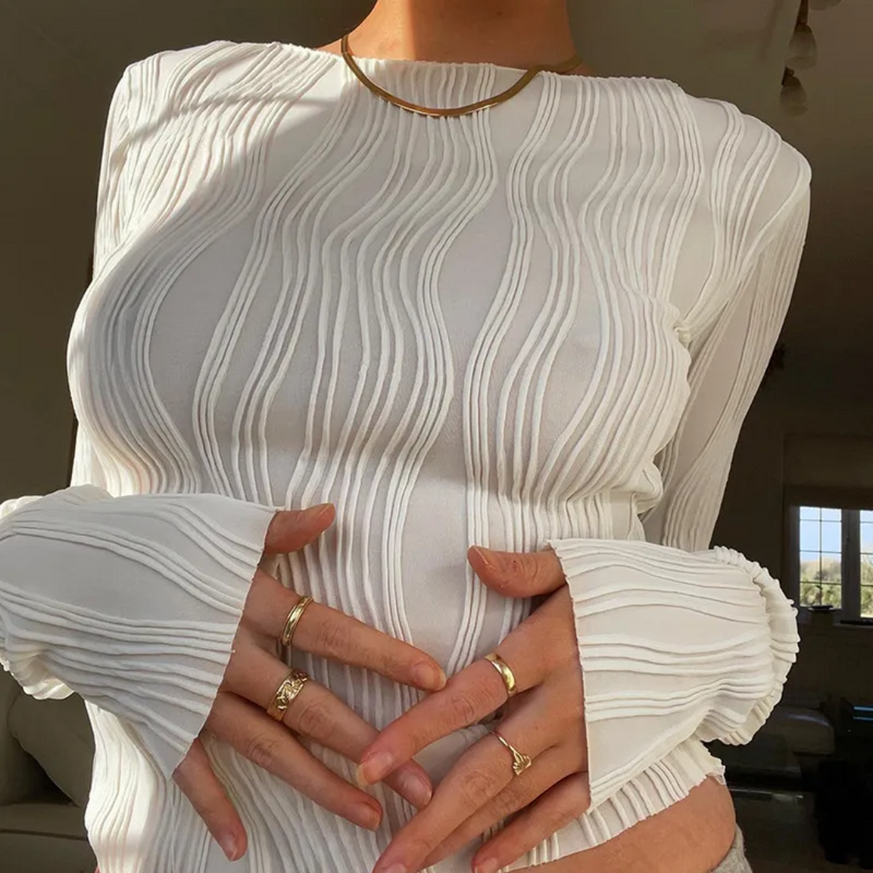Sabine Gegolfde Crop Top | Fajny i Stylowy