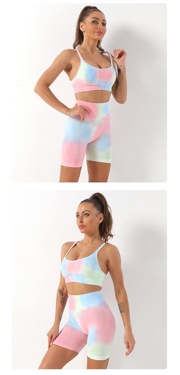 Zestaw sportowy Donna (krótkie) | Unikalny zestaw do ćwiczeń Tie Dyed!