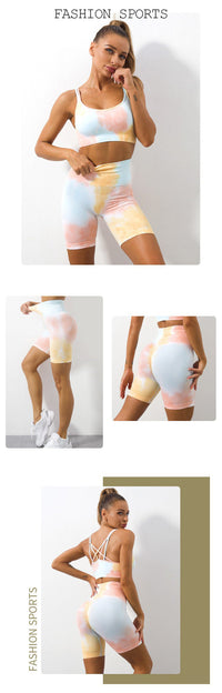 Zestaw sportowy Donna (krótkie) | Unikalny zestaw do ćwiczeń Tie Dyed!