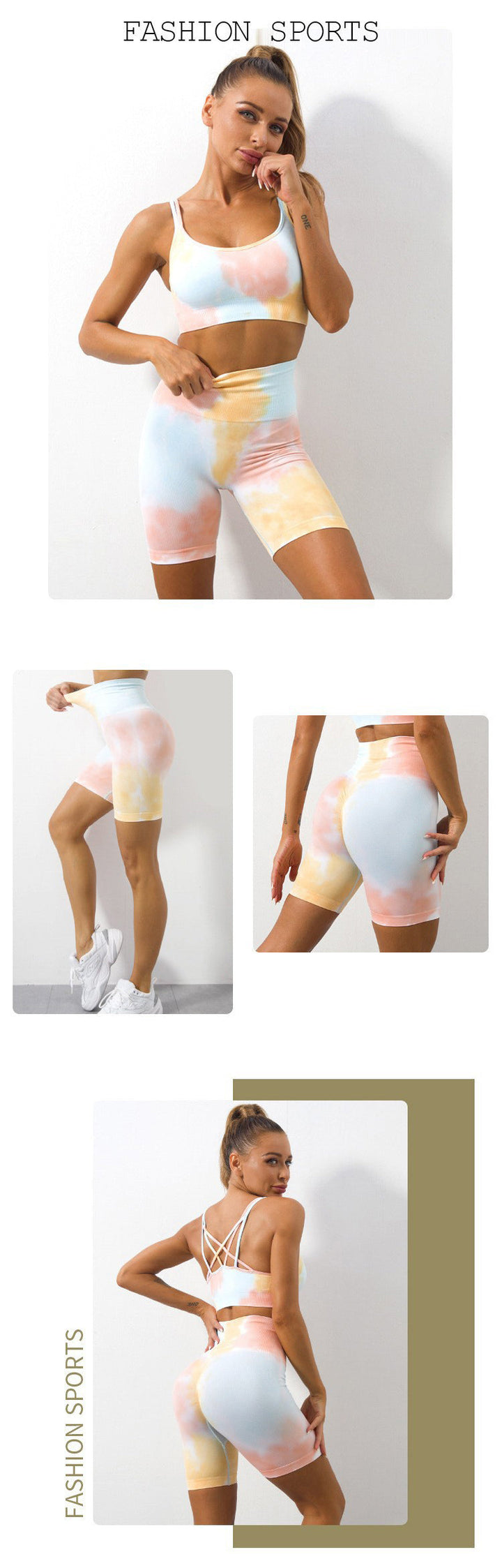 Zestaw sportowy Donna (krótkie) | Unikalny zestaw do ćwiczeń Tie Dyed!