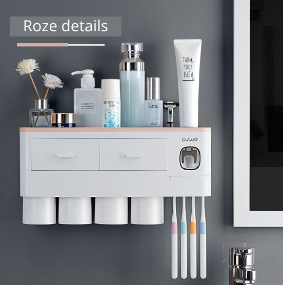 Smart Bathroom Accessory | With toothpaste dispenser, toothbrush holder & drawers
