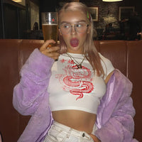 Celie Croptop koszulka | Met retro smok design