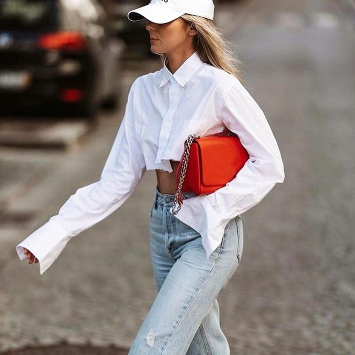 Sammy Jackson™ Christelle Short Crop Top | A sexy, short blouse with long sleeves