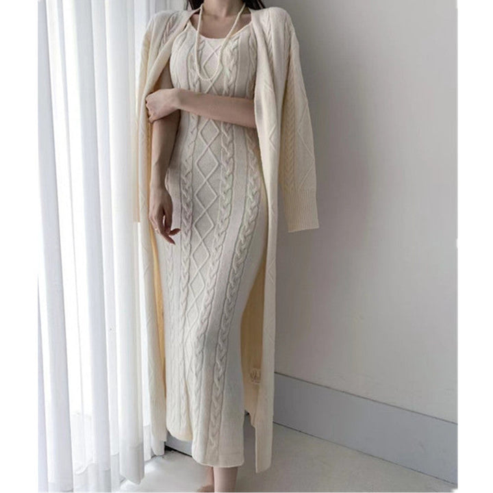 Jolie 2-piece Set | Knitted winter dress with a cozy warm cardigan