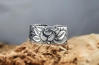 Zilveren Lotus Sutra-ring | Uniek & Stijlvol ontwerp