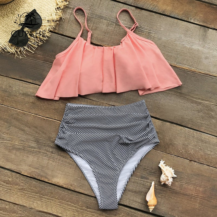 Belle Mae Bikini | Kolorowy bikini z falbankami