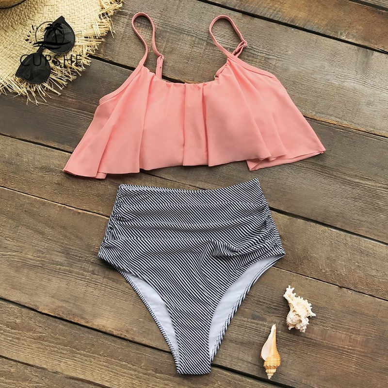 Belle Mae Bikini | Kolorowy bikini z falbankami