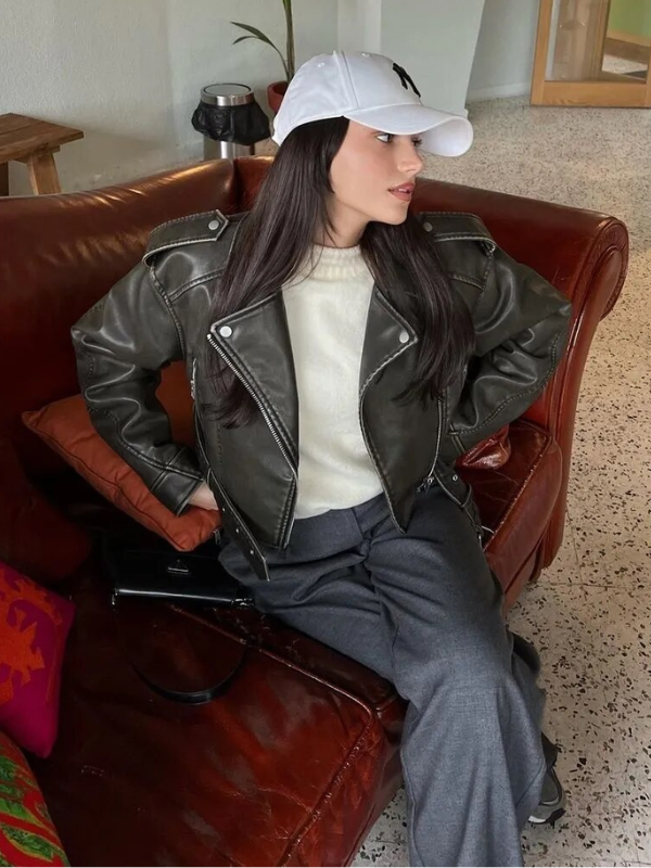 Sophia krótka kurtka motocyklowa | Vintage i stylowa