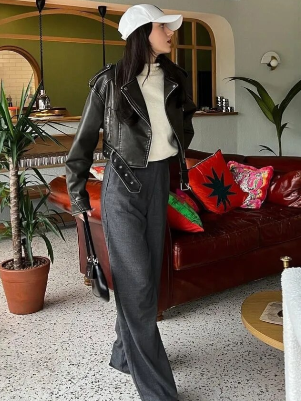Sophia krótka kurtka motocyklowa | Vintage i stylowa