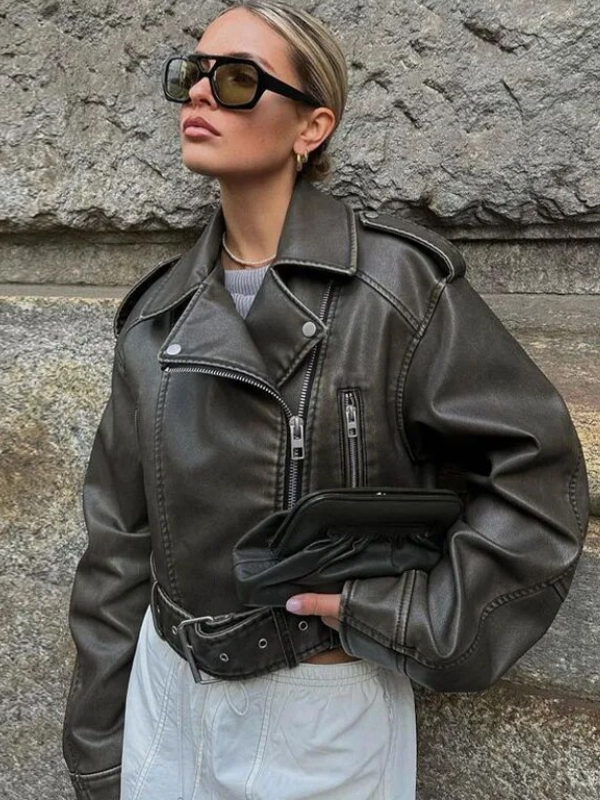 Sophia krótka kurtka motocyklowa | Vintage i stylowa