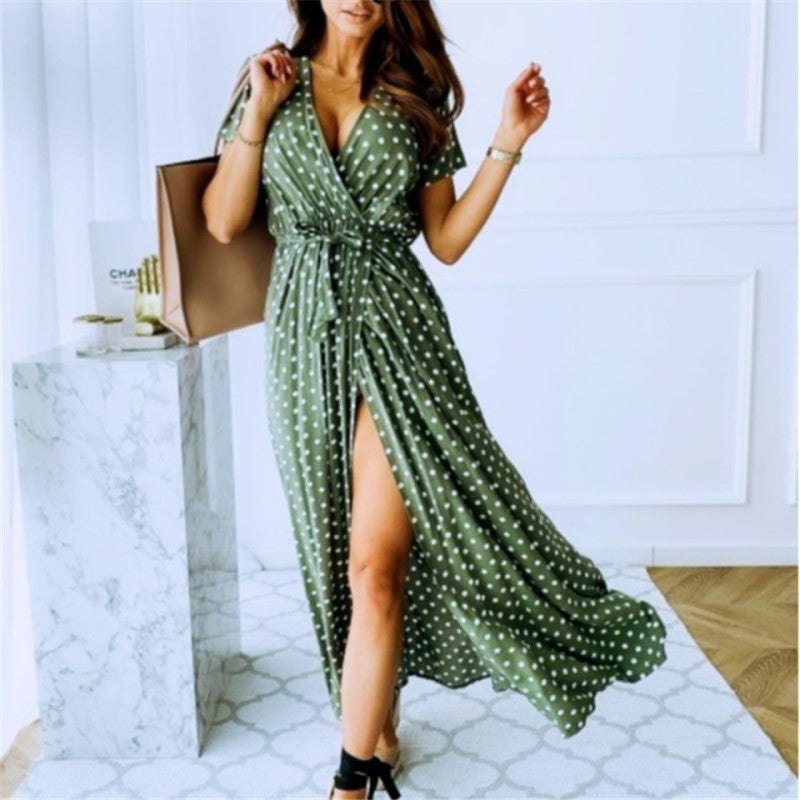 Sukienka Bruna Boho | Sukienka maxi z seksownym rozcięciem